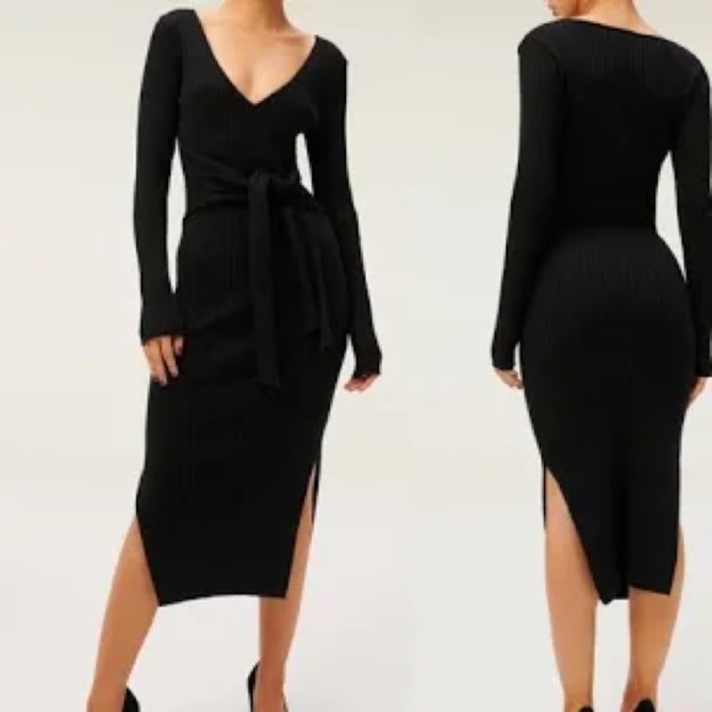 Good American LS Belted Body Dress